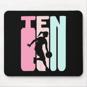 10th Birthday Retro Bysketbyll Player 10 Years Old Mouse Pad