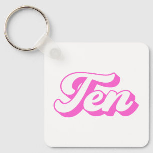 10th Birthday Retro Girl Key Ring