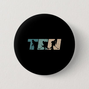 10th Birthday Retro Ice Hockey 10 Years Old Boy Gi 6 Cm Round Badge