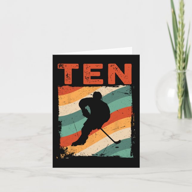 10th Birthday Retro Ice Hockey 10 Years Old Boy Gi Card (Front)