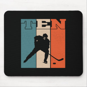 10th Birthday Retro Ice Hockey 10 Years Old Boy Gi Mouse Pad