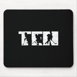 10th Birthday Retro Ice Hockey 10 Years Old Boy Gi Mouse Pad