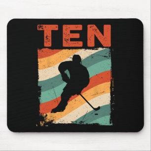 10th Birthday Retro Ice Hockey 10 Years Old Boy Gi Mouse Pad