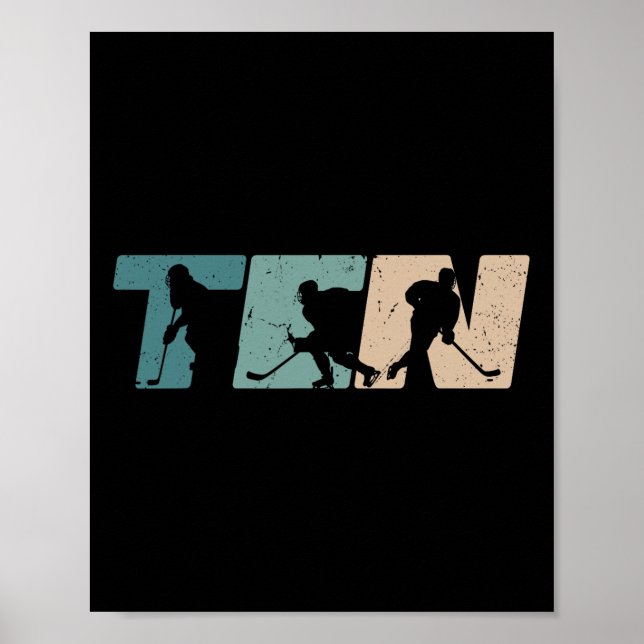 10th Birthday Retro Ice Hockey 10 Years Old Boy Gi Poster (Front)