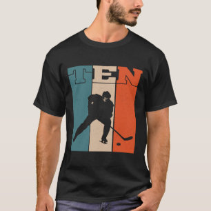 10th Birthday Retro Ice Hockey 10 Years Old Boy Gi T-Shirt