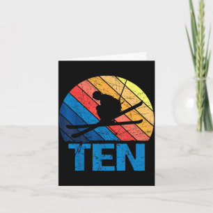 10th birthday retro ski skiing 10 year old boys card