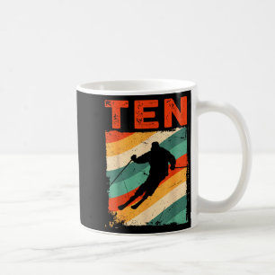 10th birthday retro ski skiing 10 year old boys coffee mug