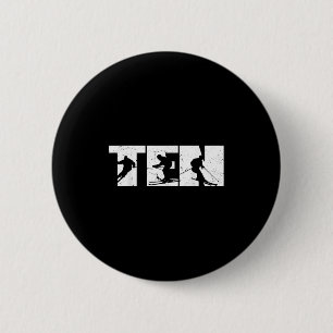 10th Birthday Retro Ski Skiing 10 Year Old Boys Gi 6 Cm Round Badge