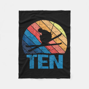 10th Birthday Retro Ski Skiing 10 Year Old Boys Gi Fleece Blanket