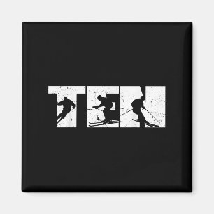 10th Birthday Retro Ski Skiing 10 Year Old Boys Gi Magnet