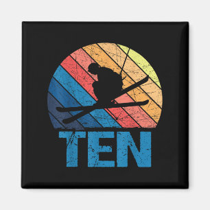 10th Birthday Retro Ski Skiing 10 Year Old Boys Gi Magnet