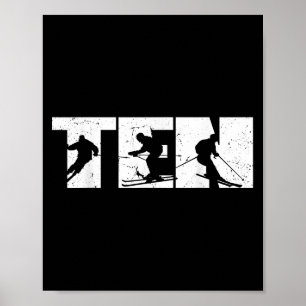 10th Birthday Retro Ski Skiing 10 Year Old Boys Gi Poster