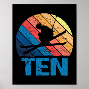 10th Birthday Retro Ski Skiing 10 Year Old Boys Gi Poster