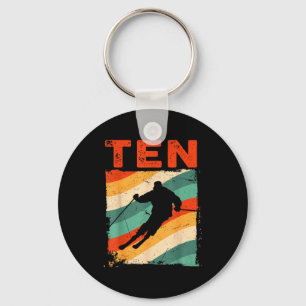 10th birthday retro ski skiing 10 year old boys key ring