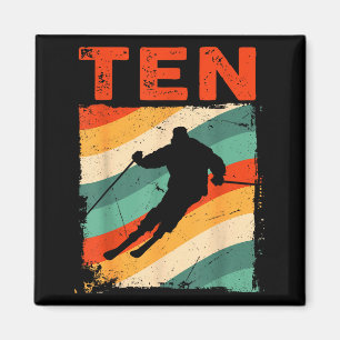 10th birthday retro ski skiing 10 year old boys magnet