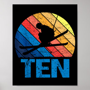 10th birthday retro ski skiing 10 year old boys poster