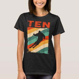 10th birthday retro ski skiing 10 year old boys T-Shirt