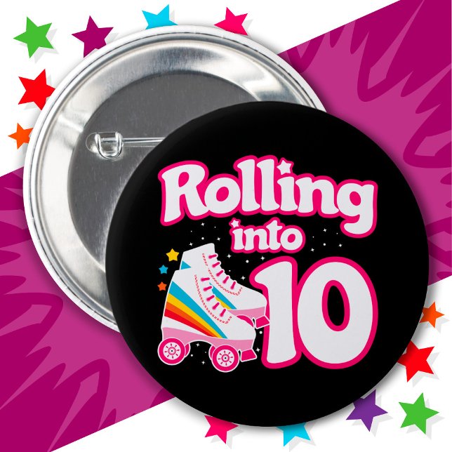 10th Birthday Roller Skating 10 Years Old Skate 6 Cm Round Badge (Creator Uploaded)