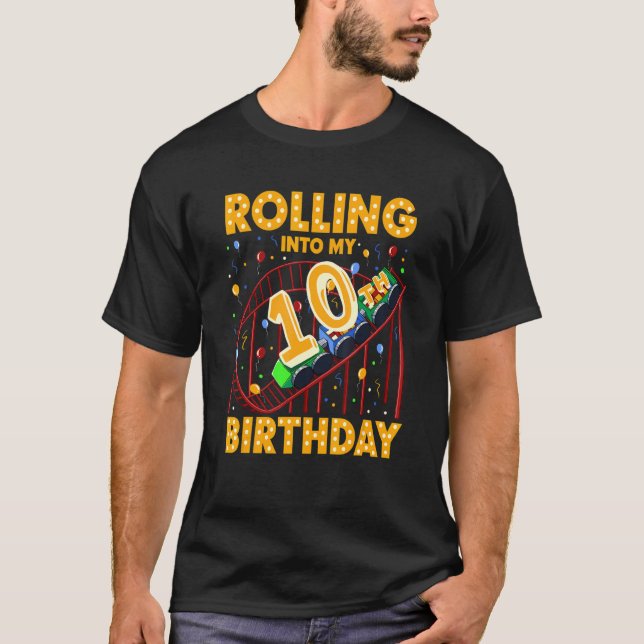 10th Birthday Rollercoaster Amusement Park Boy Gir T-Shirt (Front)