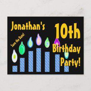 10th Birthday Save the Date Festive Candles V13 Announcement Postcard