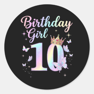 10th Birthday Shirt for Girls 10 Year Old Classic Round Sticker