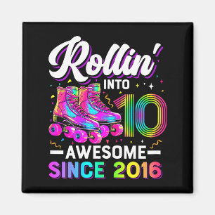 10th Birthday Shirt Girl 10 Year Old Roller Skate  Magnet