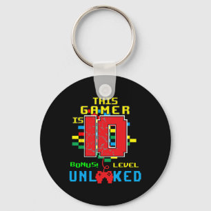 10th Birthday Shirt Video Game Unlocked Level 10 Y Key Ring
