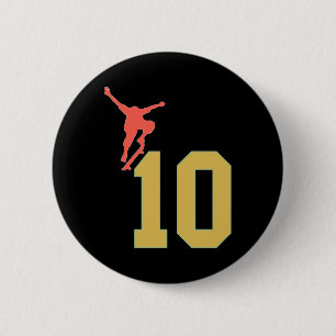 10th Birthday Skateboard Lovers Skater 10 Years Ol 6 Cm Round Badge