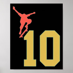 10th Birthday Skateboard Lovers Skater 10 Years Ol Poster