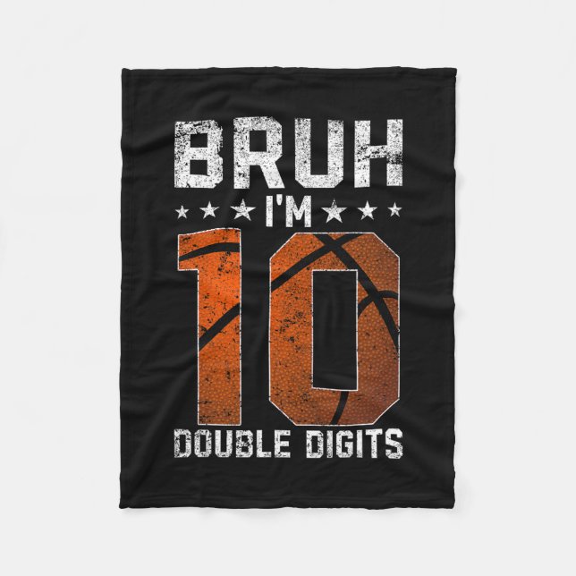 10th Birthday Sketll Bruh I'm Double Digits 10 Yea Fleece Blanket (Front)