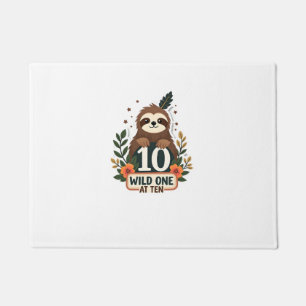10th Birthday Sloth Vintage Wild One Shirt Doormat