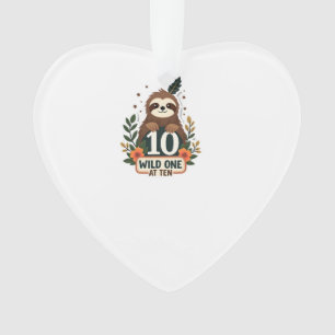 10th Birthday Sloth Vintage Wild One Shirt Ornament