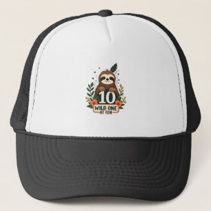 10th Birthday Sloth Vintage Wild One Shirt Trucker Hat
