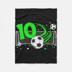 10th Birthday Soccer 10 Year Old Soccer Player Bir Fleece Blanket