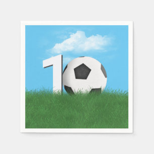10th Birthday Soccer Ball In Green Grass Napkin