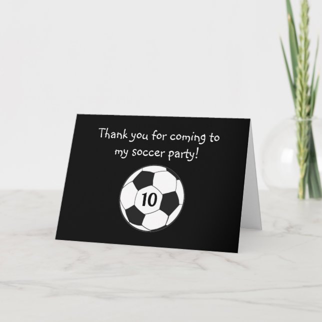 10th Birthday Soccer Sports Boys Kids Thank You Card (Front)