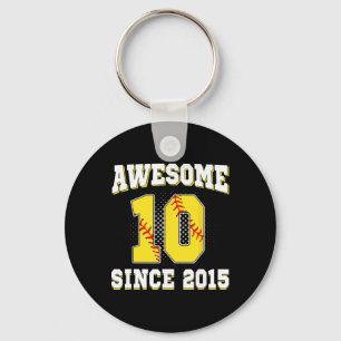 10th Birthday Softll 10 Years Old Awesome Since 20 Key Ring