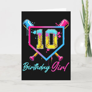 10th Birthday Softll Ice Cream Drip 10 Year Old Bd Card