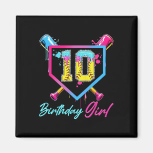 10th Birthday Softll Ice Cream Drip 10 Year Old Bd Magnet
