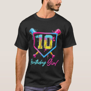 10th Birthday Softll Ice Cream Drip 10 Year Old Bd T-Shirt