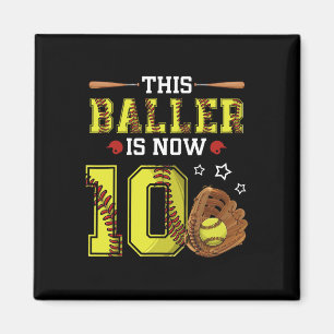 10th Birthday Softll This Ller Is Now Ten 10 Years Magnet