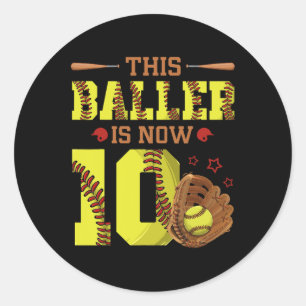 10th Birthday Softll This Ller Is Now Ten Girl 10 Classic Round Sticker