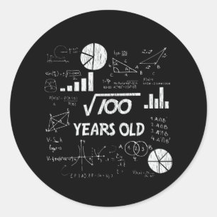 10th Birthday Square Root Math 10 Years Old Bday Classic Round Sticker