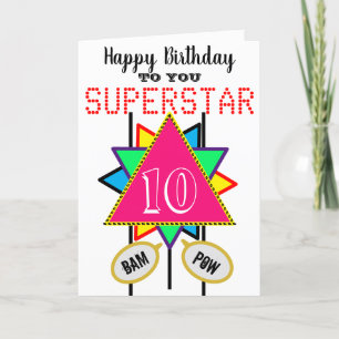 10th Birthday Superstar Pink Triangle Edit AGE Card