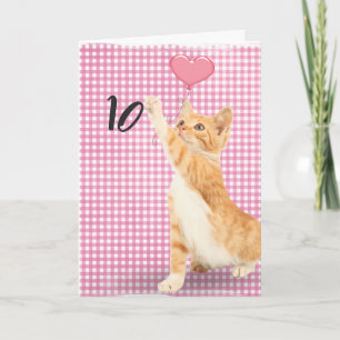 10th birthday tabby cat card