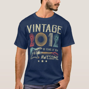 10th Birthday Womens Mens Vintage Awesome 2012 Gui T-Shirt