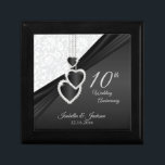 10th Black Onyx and White Wedding Anniversary Gift Box<br><div class="desc">10th Wedding Anniversary Design Gift Box. 100% Customisable. Ready to Fill in the box(es) or Click on the CUSTOMIZE IT button to change, move, delete or add any of the text or graphics. Made with high resolution vector and/or digital graphics for a professional print. NOTE: (THIS IS A PRINT. All...</div>