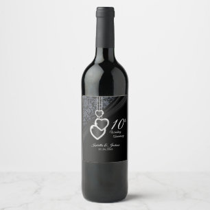10th Black Onyx Wedding Anniversary Wine Label