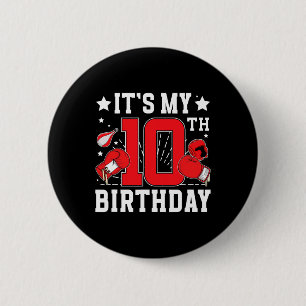 10th Boxing Birthday Party 10 Year Old Boxer Birth 6 Cm Round Badge