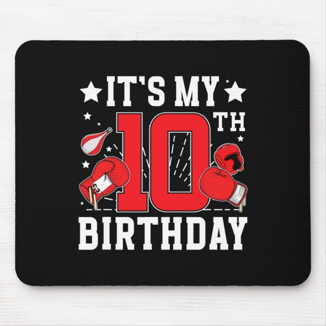10th Boxing Birthday Party 10 Year Old Boxer Birth Mouse Pad (Front)